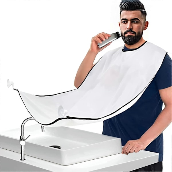 Skäggförkläde för män, Present Skäggtrimningsfångare med 2 sugkoppar för rakning & hårklippning, Vattentät Non-Stick Hårfångare Grooming
