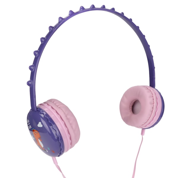 Barnens trådbundna hörlurar 3,5 mm jack stereo justerbart huvudband söt barndinosaurie headset för PC surfplattor lila