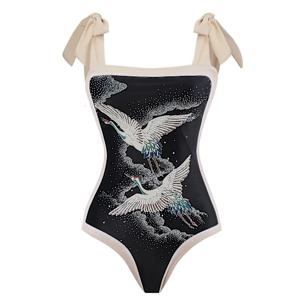 Vintage One Piece Badkläder - Dam Konservativ Hot Spring Set [Fri Frakt] XL Y118 Blå Citron Set