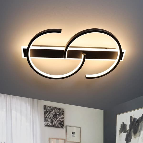 Dæmpbar sort LED loftslampe, 35W, ringlys til stue, soveværelse, kontor, moderne, 40cm, sort [Energiklasse B]