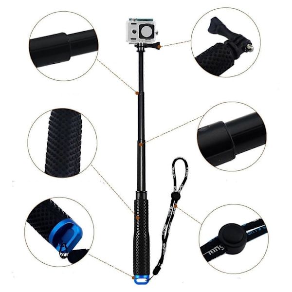 19\" Selfie Stick Autophoto Aluminiumlegering Teleskopisk Handhållen Monopod för GoPro Hero 10/9/8/7 Svart Silver Vit/ 6/5/4/3+/3/Hero(2018)/Fusion Cross