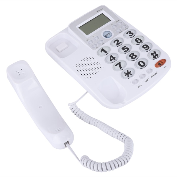 Trådbunden telefon med dubbla portar med visning av nummerpresentation med högtalartelefon för hemmakontor (vit)
