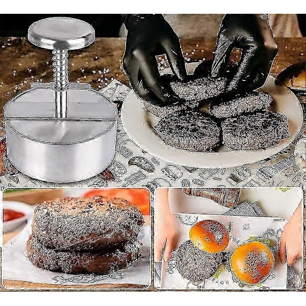 Justerbar Hamburgerpresse i Rustfrit Stål 140mm