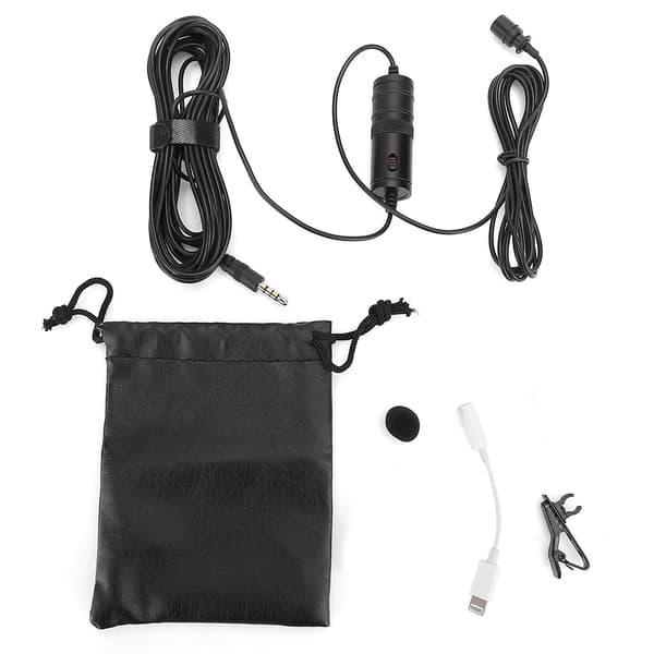 Mini Kraveklips Mikrofon Karaoke Live Broadcast Mic med Batteri til Mobiltelefon PC (Mikrofonadapter til IOS)