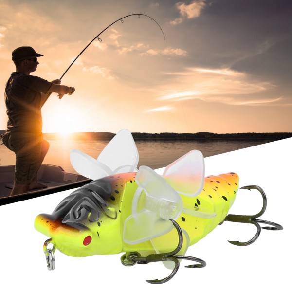 Hard Fish Lure Bionic Cicada Shape fiskebete med roterande snurrar Propeller Diskantkrok 7,5 cmY238-4