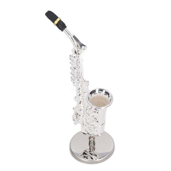 Alto Saksofon Ornament Mini Saks Dekorasjon Musikk Instrument Modell Gave med Boks Base 14cm