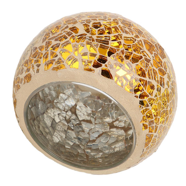 Mosaikljusstake Handgjord Utsökt Romantisk Guld Glas Ljusstake Tealight Ljusstake för Matsal
