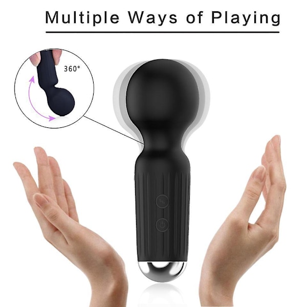 Svart Handhållen Mini Elektrisk Massager USB Laddningsbar Bärbar Vattentät Enhet för Lugnande Avkoppling