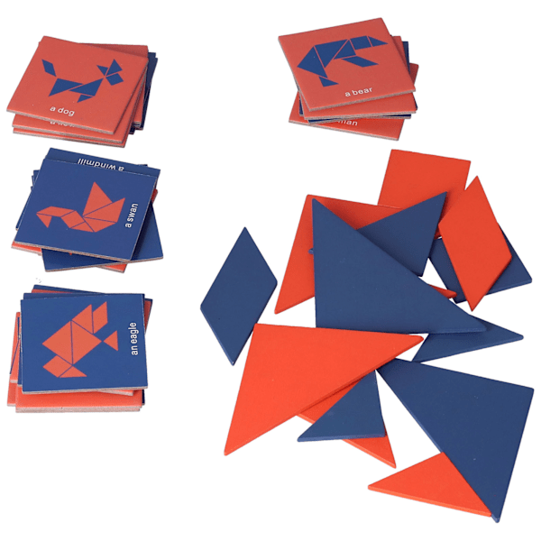 14 stk. Tangram til børn - Stimulerer potentiale, øver hånd-øje-koordination og logisk tænkning - Små, lette DIY-tangram i lyse farver til elever - Lommetangram