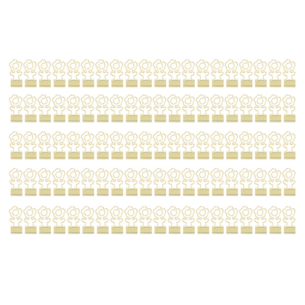 100 st mini-pärmklämmor blomma form stark klämkraft metall långa svansklämmor kontorsmaterial guld