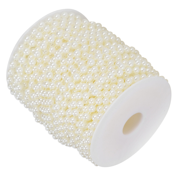 Faux Pearl Bead Garland String Round DIY Dekoration Craft Clothing Accessories 6mm 25Meter/RolleBeige