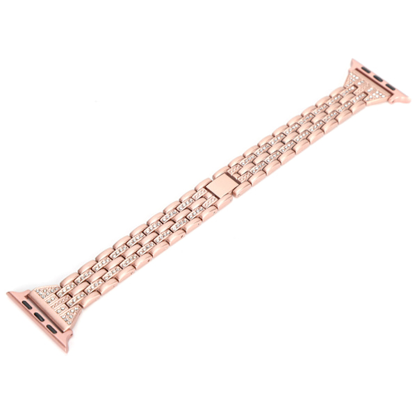 Klockarmband Dubbla Rader Rhinestones‑Späckad Ersättningsmetallrem för IOS Watch 42mm / 44mmRosa