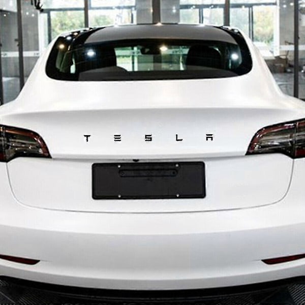 Tesla Model X S Bagagelucka Panel Badge - 3D Matt Svart Tesla Text