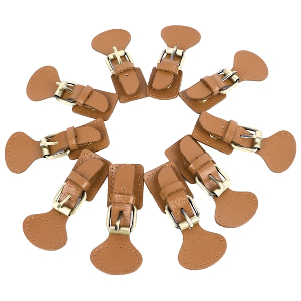 10 set lädersy på växlingsförslutningar Läder Snap Toggle söm på spänne för kappa Jacka DIY Läder Craft Tan