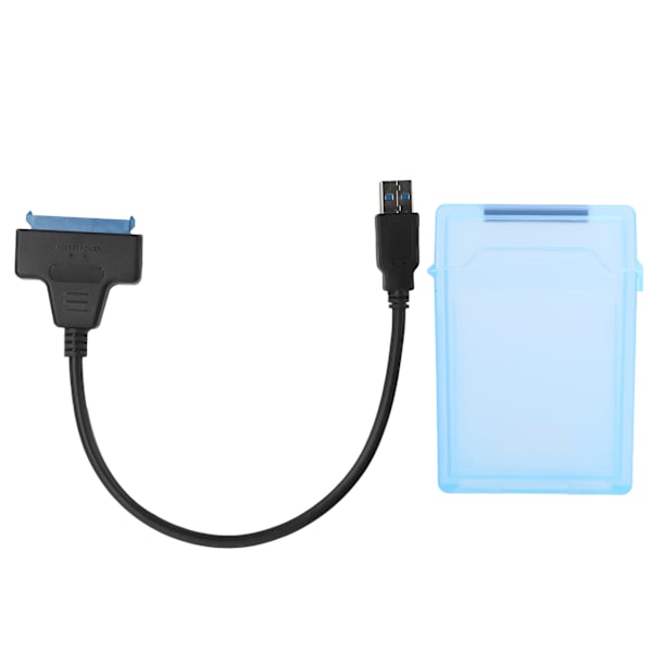 Harddiskadapterkabel 2,5 tommer SATA USB3.0 HDD/SSD konverterkabel med beskyttelsesboks Blå