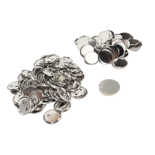 100 Set Pin Back Button Parts Blank Utjämning Metall Hållbar Clip Button Making Supplies för Badge Craft DIY 56MM