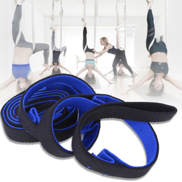 2m Yoga-strekkbeltetau øker fleksibiliteten Bentreningsbånd Stropp for trening Treningsstudio (blå svart)