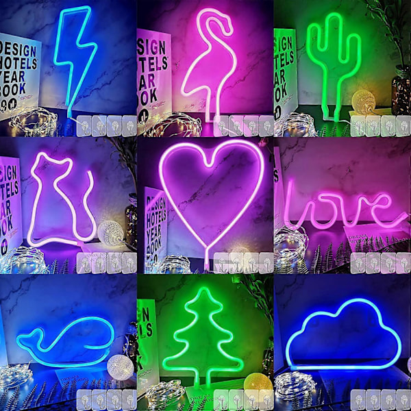 LED Julgran Neon Skylt Lampa, Grön Neon Skylt Vägglampa LED Nattlampa Skyltar med Batteri eller USB Drift Väggdekor för Sovrum, Bar, Fest, Vi