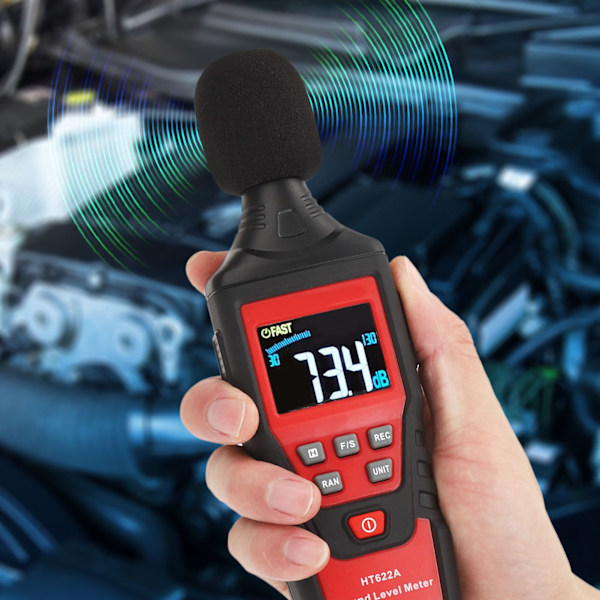 HT622A 30dB‑130dB Digital LCD-lydnivåmåler Stemmetester Støy Desibelmonitor