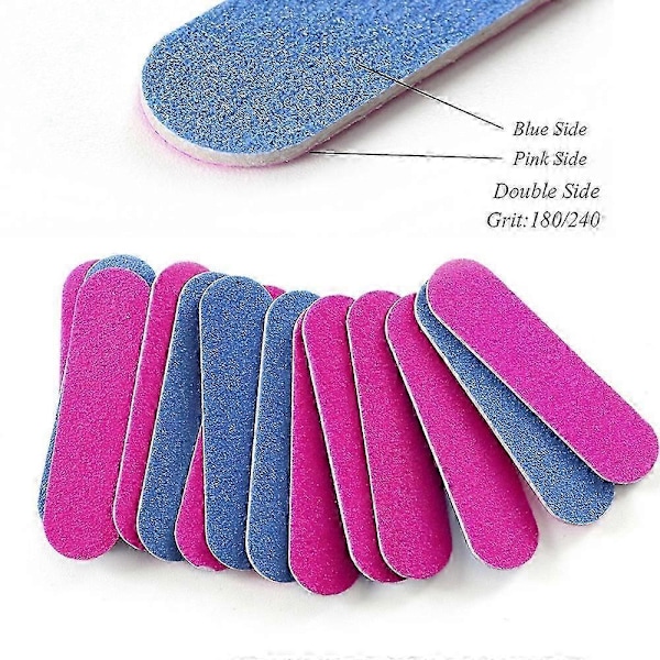 100 st Nagel Filar Dubbel Färg Trä Mini Buffer Sandpapper 180/240 Engångs Manikyrverktyg