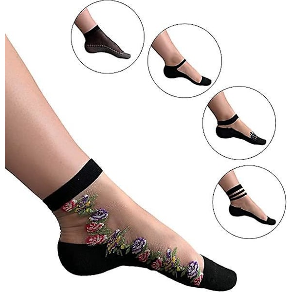 Genomskinliga spetsankelstrumpor - 3-pack, No Show & Casual