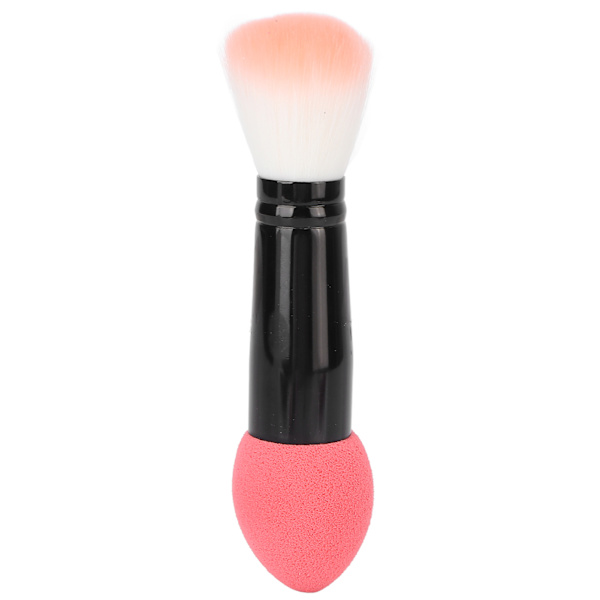 Multifunktionell rougeborste med dubbla huvuden, mjuk och fluffig fiberborste, hårmakeupborste, skönhetsborste, rosröd