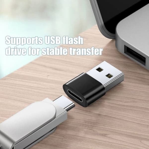 Pakke med 5 USB-C til USB-adaptere til dataoverførsel og hurtig opladning - Sort