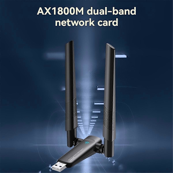 1800 Mbps WiFi 6 USB-adapter 5G/2,4 GHz netværkskort med højforstærkningsantenne