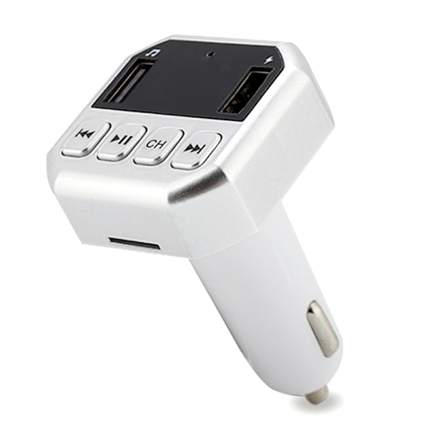 CARB8 Auton FM-lähetin Bluetooth HD MP3-soitin Handsfree-puhelusarja USB-laturi (hopea)