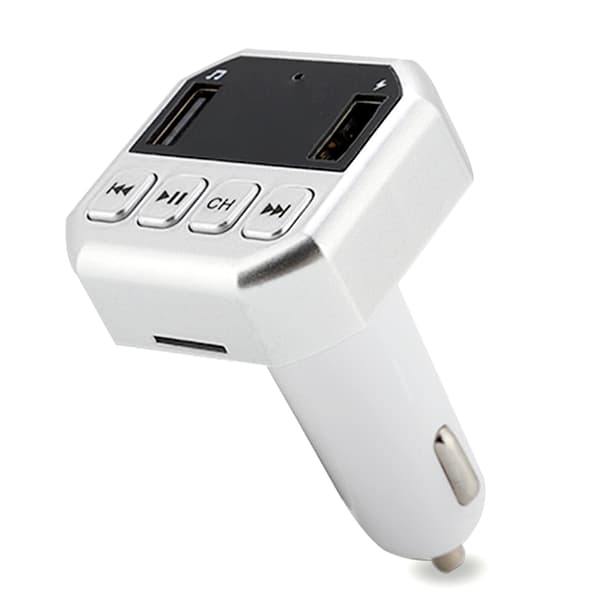 CARB8 Bil FM-sändare Bluetooth HD MP3-spelare Handsfree-samtalssats USB-laddare (silver)