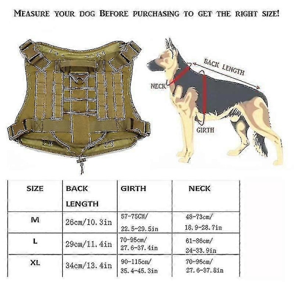 Tactical Dog Harness Nylonkahva Säädettävä Koulutusvaljas Lemmikin Työliivi Zekai Camouflage M