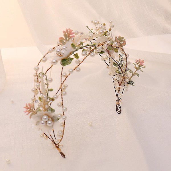 Pärlblommig Bröllopspannband - Elegant Brudhåraccessoar