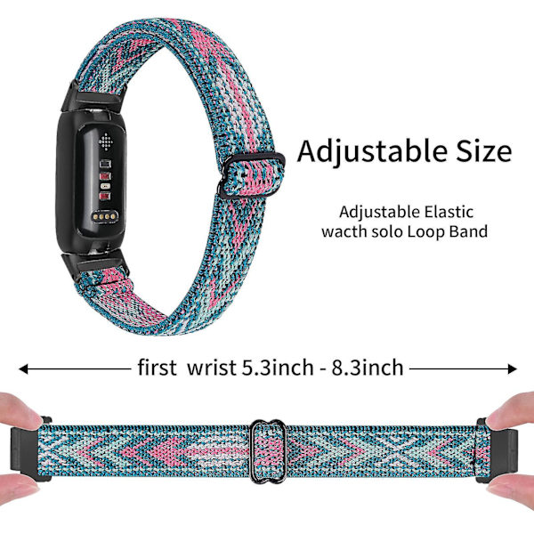 Fitbit Inspire 3 Nylon Flettet Solo Loop Sport Watch Band - Sort37
