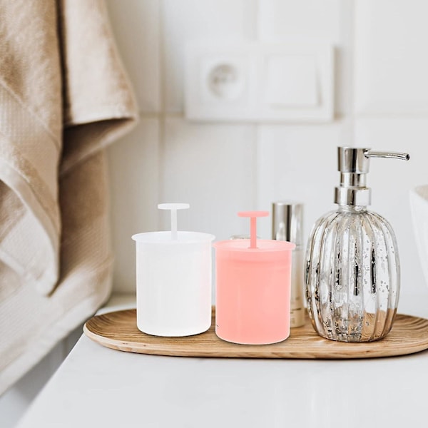 Ansigtsvaske Skum Maker Sæt 2 Stykker Pink Hvid Dyb Rensende Værktøj Rejsevenlig