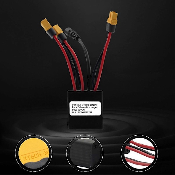 Dubbelt Batteri Urladdningsomvandlare Anslutningsadapter 12V-72V 30A