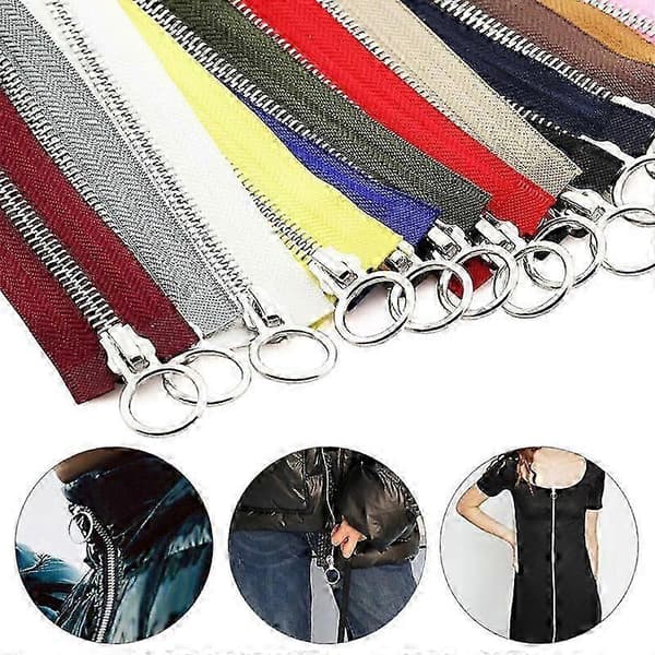 5# 70/90cm Metallynlås Dobbelt Skyder Rund Ring Lynlås Til DIY Syning Tøj sort black 90cm