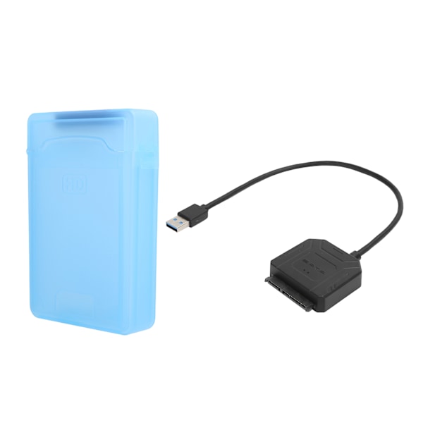 SATA USB 3.0-adapter 2,5 tommer 3,5 tommer SSD HDD harddisk-kabel datamaskintilbehør beskyttelsesboks (blå)