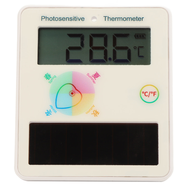 Soldriven termometer LCD-skärm Temperaturdisplay Dubbel enhet vidvinkel för hem inomhus utomhus