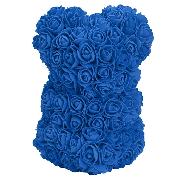 Unik sød bjørneform simuleret kunstig roseblomst med sløjfedekoration til Valentinsdag Mørkeblå