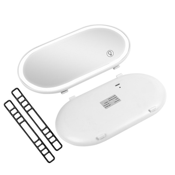 Bilsolskärmsspegel med LED-ljus, touch-switch, HD-glas, universell solskyddsspegel, vit