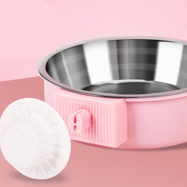 Hængende rustfri stål kæledyrsskål - Pink