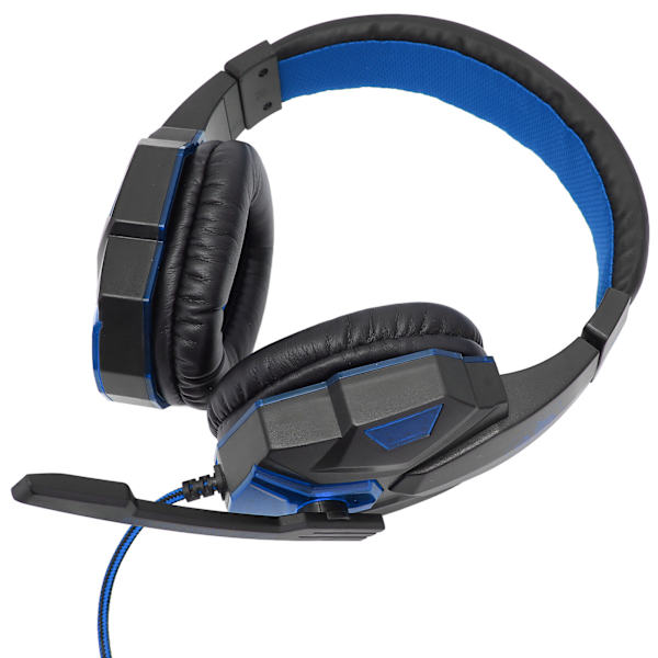 Gaming Headset Luminous Justerbar Volym 3,5 mm Gaming Headset med Mikrofon för PC Svart Blå