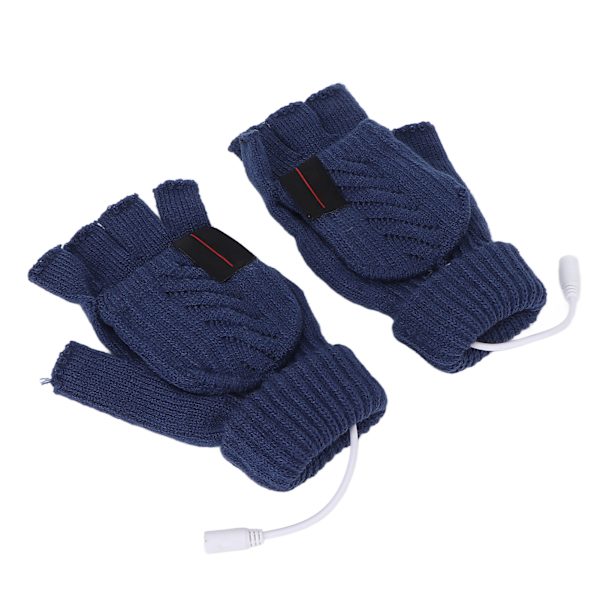 Handskar Blå USB Dubbelsidig Värmesticka Vintervarma Fingerless Handskar Dekorationspresenter