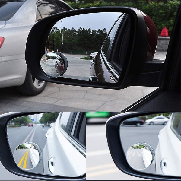 Bredvidsbackspegel för bilar - 2-pack, HD-backspeglar för bilar, 360° runda backspeglar, justerbar dödvinkelbackspegel