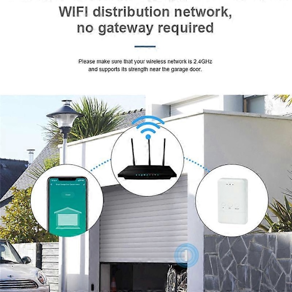 Tuya WiFi Smart Garasjeportåpner Trådløs 433MHz Dørsensor (US)