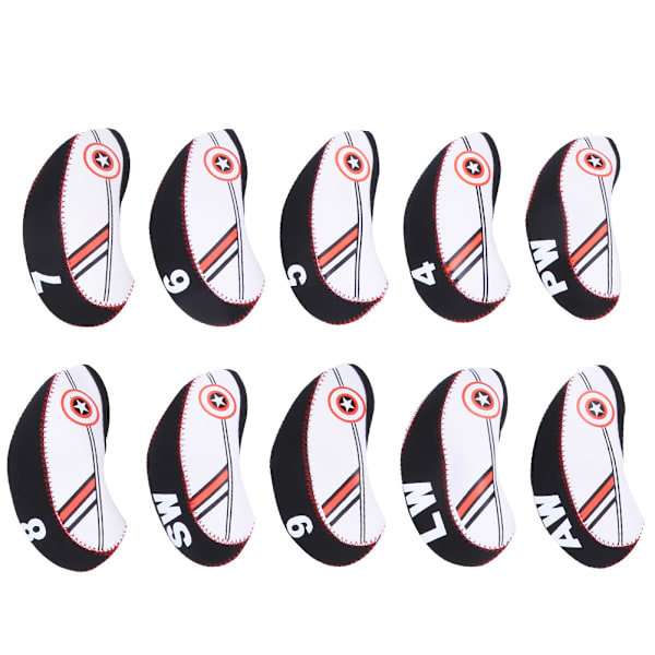 10 ST Neopren Svart Röd Vattentät Golf Iron Club Headcover Putter Head Cover Sport Underhållning Tillbehör