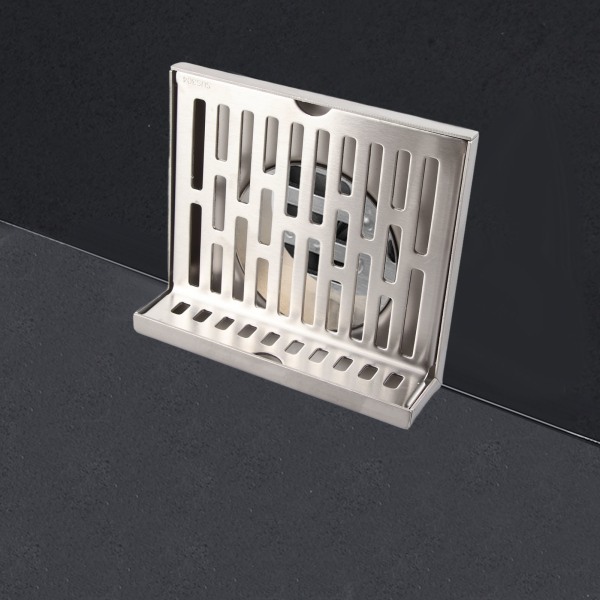 Side Drain 304 Rustfritt Stål Korrosjonsbestandighet Fortykket L-formet Gulvavløp for Bad Hotell 5 Tommer for 110mm Rør