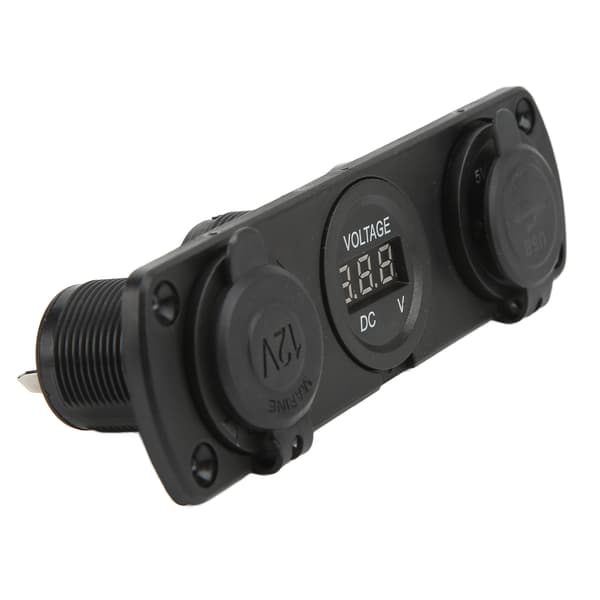 3-i-1 laderkontaktpanel Dobbel USB-uttakspanel Sigarettennerkontakt LED digitalt voltmeter for lastebil marine bobil