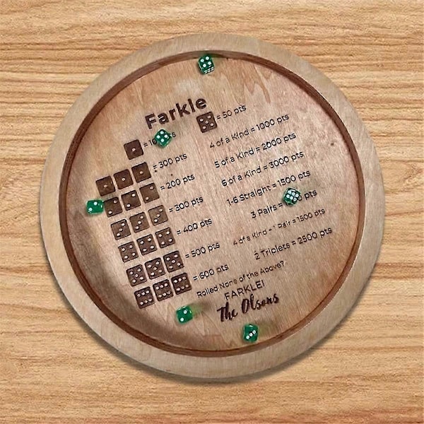 Tärningsbricka i trä kompatibel med Farkle Classic Dice Game, Farkle tärningsbricka, Farkle Classic Dice Game, Tärningsbricka 18cm