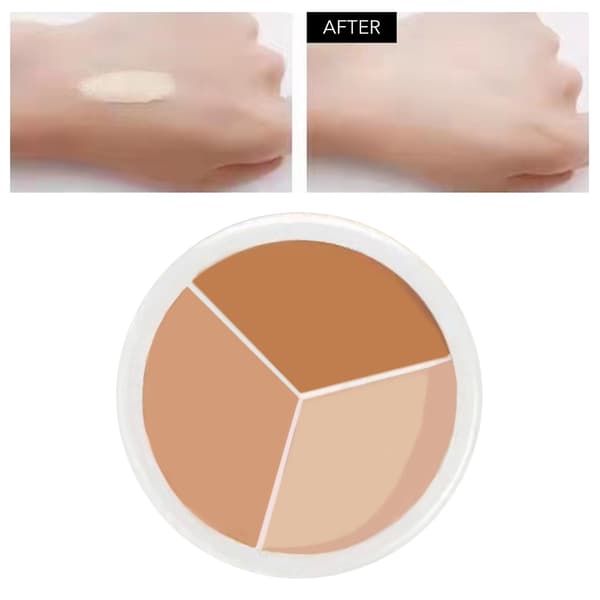 Ansiktshud Concealer Trefärgade Fläckar Täckkräm för att Täcka Ansiktsfläckar Märken Mörka Cirklar Under Ögonen